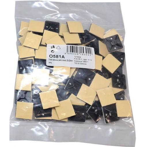Držák stahovací pásky plochý 20x20mm černý, balení 100ks