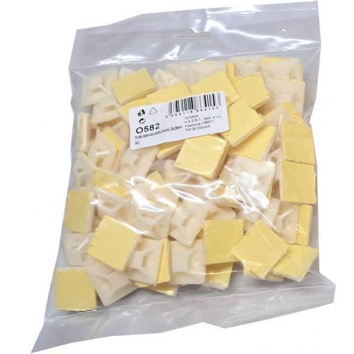 Držák stahovací pásky plochý 25 × 25 mm, bílý, 100 ks