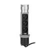 Solight USB výsuvný blok zásuvek, 3 zásuvky, plast, délka 1,5m, 3 x 1mm2, stříbrný - PP125