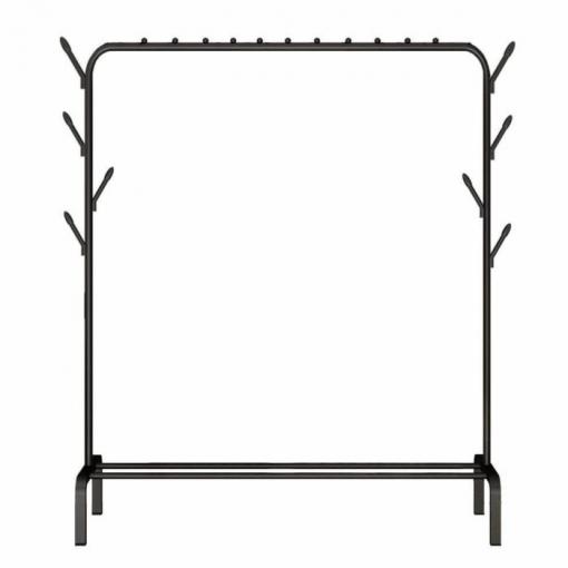 Stojan na šaty věšák, černý, 147 cm, 8 háků