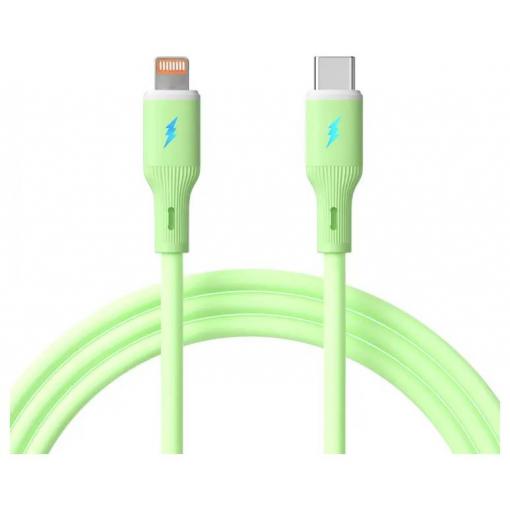 Akyga USB kabel USB 2.0 USB-C ® zástrčka, Apple Lightning konektor 1 m zelená flexibilní provedení AK-USB-73