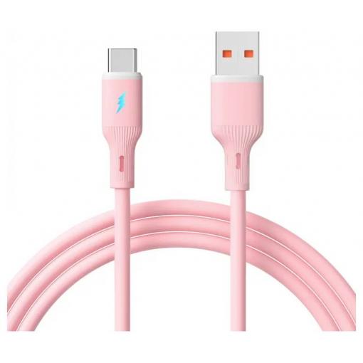 Akyga USB kabel USB 2.0 USB-A zástrčka, USB-C ® zástrčka 1 m růžová s LED AK-USB-61