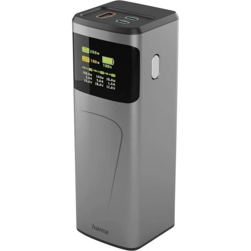 Hama High Power powerbanka Li-Ion, 24000 mAh, Power Delivery 3.0, USB-C®, USB-A, šedá, Indikátor stavu