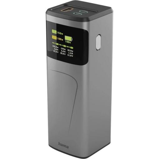 Hama High Power powerbanka Li-Ion, 24000 mAh, Power Delivery 3.0, USB-C®, USB-A, šedá, Indikátor stavu