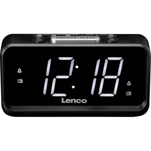 Lenco CR-28BK stolní rádio, FM, AM, FM, USB, funkce alarmu, černá