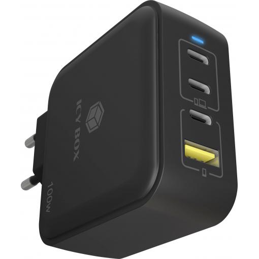 ICY BOX GaN Wandladegerät Adaptér USB-C, GaN, USB-C® zástrčka, 100 W, Power Delivery 3.0, černá