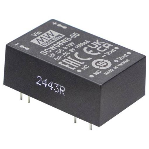 MEAN WELL SCW08W8-12 DC/DC měnič napětí 24 V 12 V 0.667 A 8 W Obsah 1 ks