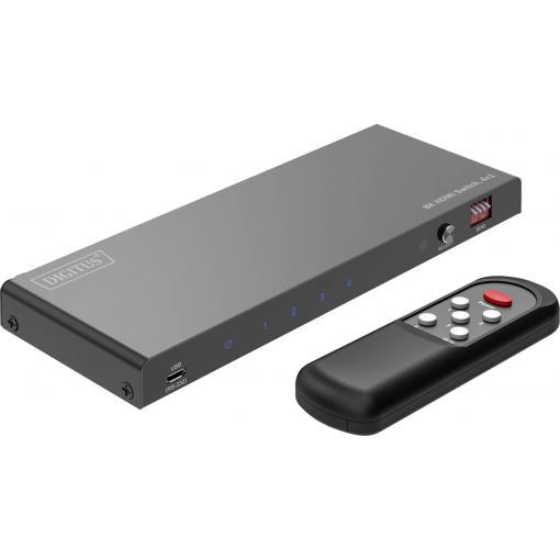 Digitus DS-55335 HDMI přepínač LED ukazatel, kovový ukazatel, s dálkovým ovládáním, UHD 7680 x 4320 Pixel