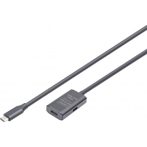 Digitus Kabel USB-C USB 3.2 Gen1, USB 3.2 Gen1, USB 3.0 USB-C®, USB-C ® zásuvka, USB-C ® zástrčka 5.00 m černá Aktivní se zesílením signálu, oboustranně