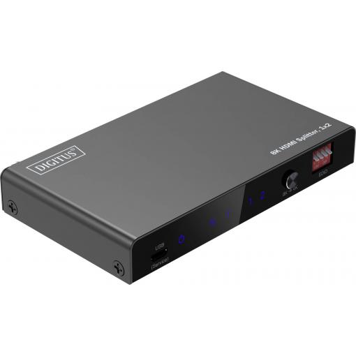 Digitus DS-55339 1 + 2 porty HDMI rozbočovač kovový ukazatel, LED ukazatel, se stavovými LED, Pro použití v interiérech 7680 x 4320 Pixel černá