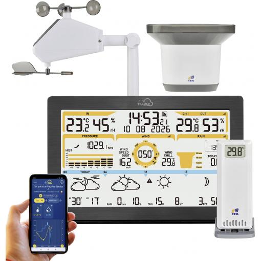 TFA Dostmann TFA.me ID-05 35.8106.01 internetová meteostanice Předpověď pro 4 dny Počet senzorů (max.) 50