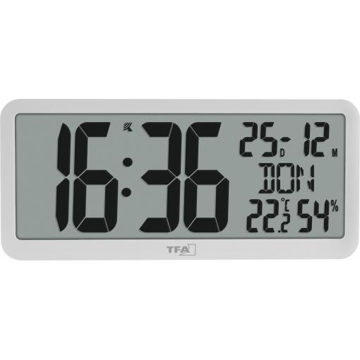 TFA Dostmann 60.4525.02 DCF nástěnné hodiny 356 mm x 27 mm x 161 mm , bílá, velký displej