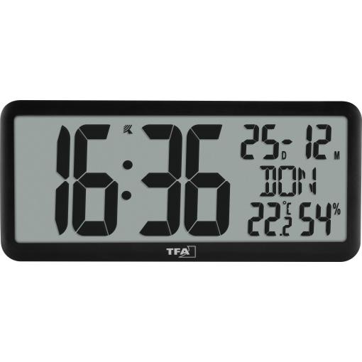 TFA Dostmann 60.4525.01 DCF nástěnné hodiny 356 mm x 161 mm x 27 mm, černá, velký displej