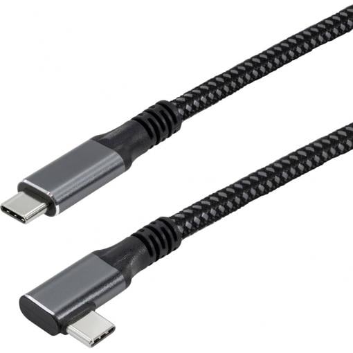 Maxtrack USB kabel USB 3.2 Gen2x2 USB-C ® zástrčka 1 m černá oboustranně zapojitelná zástrčka, pozlacené kontakty, 90° zatočeno doleva C531-1WL