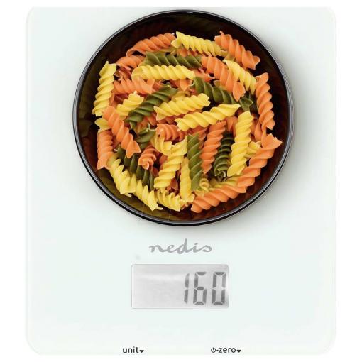 Nedis KASC800WTW digitální kuchyňská váha digitální Max. váživost=5 kg bílá 191 x 166 x 19