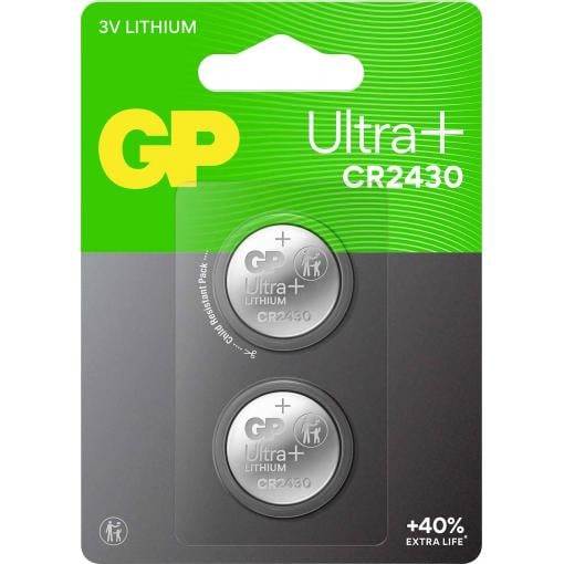 GP knoflíkový článek CR 2430 3 V 2 ks 300 mAh Li-MnO2 GP Ultra Plus Batterie Lithium Knopfzelle CR2430 2 Stück