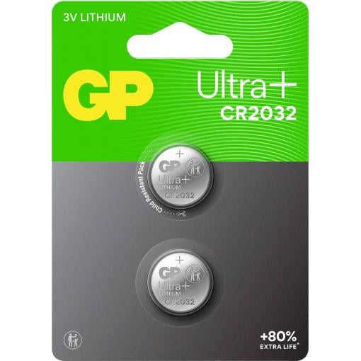 GP knoflíkový článek CR 2032 3 V 2 ks 220 mAh Li-MnO2 GP Ultra Plus Batterie Lithium Knopfzelle CR2032 2 Stück