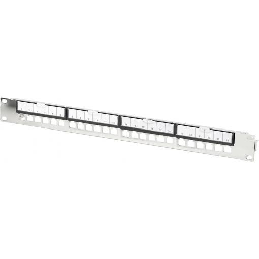 Digitus DN-91411-G 24 portů patch panel 483 mm (19) 1 U ocelová, pozinkovaná, černá, černá (RAL 9005), kov neosazený