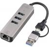 Renkforce RF-6856046 USB Hub 3 porty USB-A, RJ45 USB 3.2 Gen1 5 GBit/s s vestavěnou síťovou přípojkou šedá RF-EAWH-300