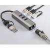 Renkforce RF-6856046 USB Hub 3 porty USB-A, RJ45 USB 3.2 Gen1 5 GBit/s s vestavěnou síťovou přípojkou šedá RF-EAWH-300
