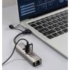 Renkforce RF-6856046 USB Hub 3 porty USB-A, RJ45 USB 3.2 Gen1 5 GBit/s s vestavěnou síťovou přípojkou šedá RF-EAWH-300