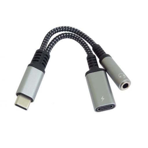 Redukce USB-C na 3,5 mm jack s DAC chipem a nabíjením, 13 cm