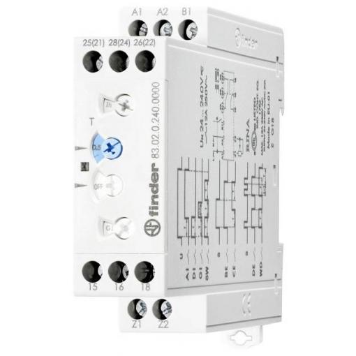 Finder Multifunktions-Zeitrelais mit 8 Zeitfunktionen 83.02.0.240.0003 časové relé, 0.05 s - 10 dny, 400 V/AC, 10, 1 ks