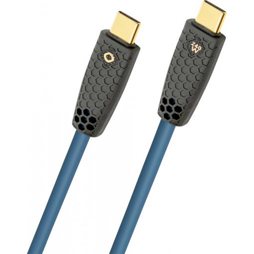 Oehlbach Kabel USB-C USB-C ® zástrčka 3 m petrolejová stínění pletivem, pozlacené kontakty D1C9568