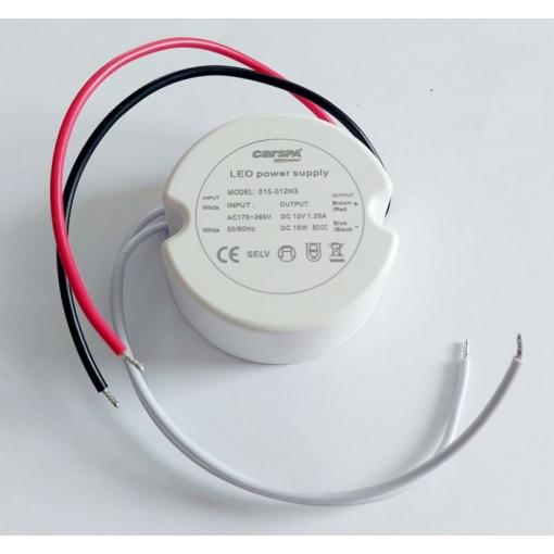 LED driver Carspa 015-012N3, 12 V DC / 15 W, do krabice pod vypínač