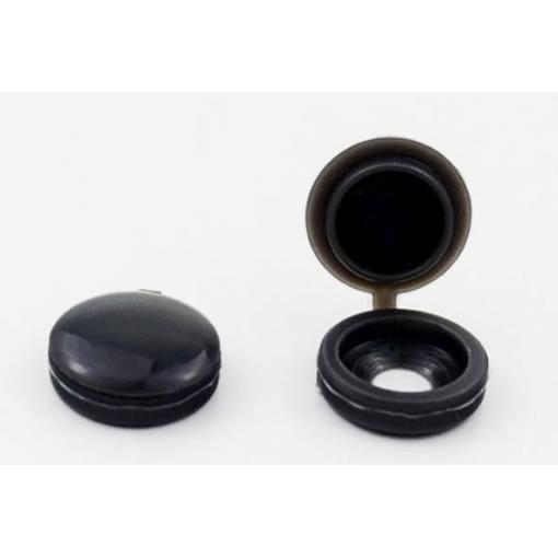 Kryty šroubů 5 mm, průměr 13 mm, černé, 100 ks