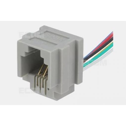 Telefonní zásuvka RJ12 6P6C, 150 mm, šedá