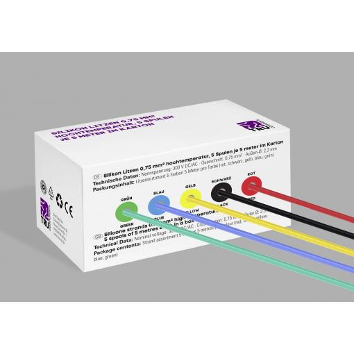 TRU COMPONENTS TC-14085024 Silikonová licna, 0.75 mm², červená, černá, žlutá, modrá, zelená, 1 sada