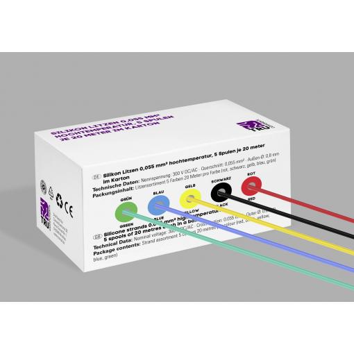 TRU COMPONENTS TC-14085044 Silikonová licna, 0.055 mm², červená, černá, žlutá, modrá, zelená, 1 sada