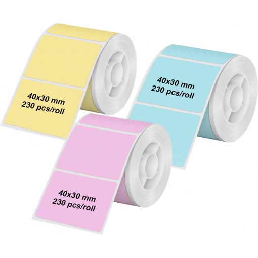 Olympia etikety (role) 40 x 30 mm papír thermodirekt vícebarevná, růžová, modrá, žlutá 3 ks trvalé 6323 univerzální etikety