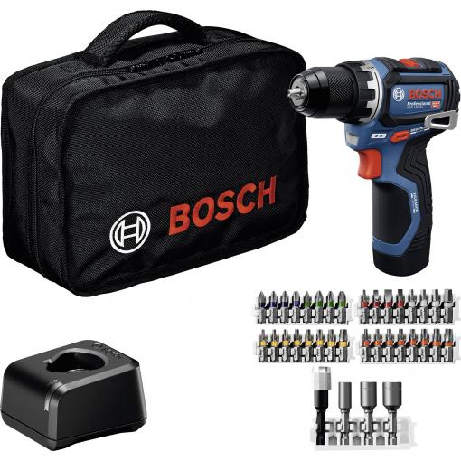 Bosch Professional aku šroubovák, 12 V, 2 Ah Li-Ion bezkartáčové, akumulátor, vč. nabíječky, 0615A500CF