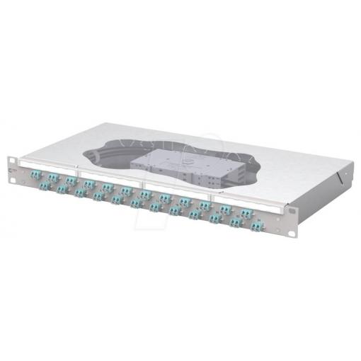 Metz Connect OpDAT fix2 Patchfeld splice 24xLC-D OM3 patch panel 483 mm (19) Skleněná vlákna 1 U světle šedá osazený