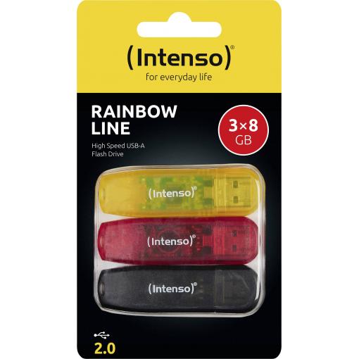 Intenso Rainbow Line USB flash disk Retail 8 GB černá, červená, žlutá 3502463 USB 2.0