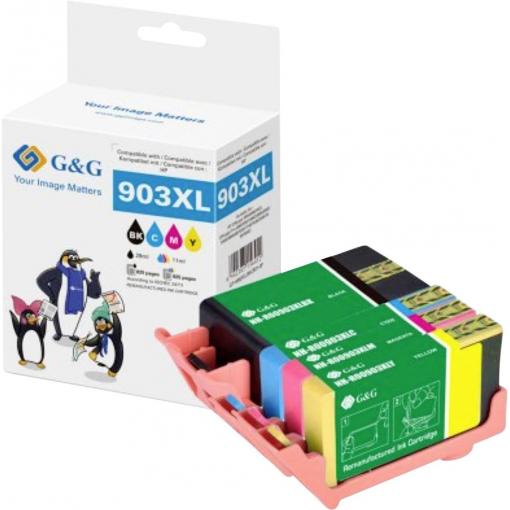 G&G Ink kompatibilní černá, azurová, purppurová, žlutá NH-R00903XLBKCMY-B1-REMAN-EU GP-H903XLBKCMY-4P