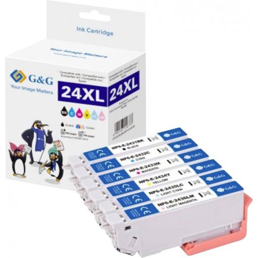 G&G Ink kompatibilní černá, azurová, purppurová, žlutá, foto azurová, foto purpurová NP5-E-2431-6 GP-E24XLBKCMYLCLM-6P