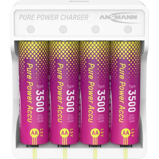 Ansmann Pure Power Set 4× Mignon AA Akkus und Lademodul akumulátor AA, Li-Ion, 3250 mAh, 1.5 V, 1 ks