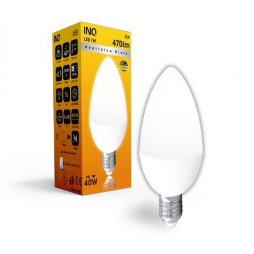 LED žárovka INQ, E14 svíč.7W B37, neutrální bílá   IN408790