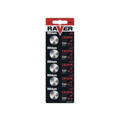 Baterie CR2016 RAVER lithiová  5ks