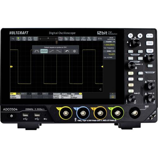 VOLTCRAFT ADO-3504 digitální osciloskop 350 MHz, 2.5 GSa/s, 250 Mpts, 12 Bit, s pamětí (DSO), 1 ks, VC-17257155