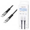LogiLink Kabel USB-C USB 3.2 Gen2x2 USB-C ® zástrčka 2.00 m černá s LED, 4K UHD, oboustranně zapojitelná zástrčka CU0444