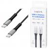 LogiLink Kabel USB-C USB 3.2 Gen2x2 USB-C ® zástrčka 1.50 m černá s LED, 4K UHD, oboustranně zapojitelná zástrčka CU0443