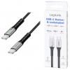 LogiLink Kabel USB-C USB 3.2 Gen2x2 USB-C ® zástrčka 0.50 m černá s LED, 4K UHD, oboustranně zapojitelná zástrčka CU0441