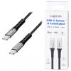 LogiLink Kabel USB-C USB 3.2 Gen2x2 USB-C ® zástrčka 1.50 m černá s LED, 4K UHD, oboustranně zapojitelná zástrčka CU0433