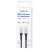 LogiLink Kabel USB-C USB 3.2 Gen2x2 USB-C ® zástrčka 1.50 m černá s LED, 4K UHD, oboustranně zapojitelná zástrčka CU0433