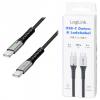 LogiLink Kabel USB-C USB 2.0 USB-C ® zástrčka 3.00 m černá s LED, oboustranně zapojitelná zástrčka CU0425