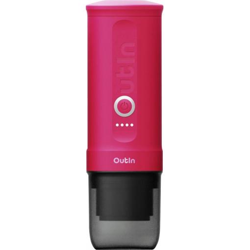 OutIn OTEM-01-CR Kávovar růžová pro cestování / přenosné, s tlakovým mechanizmem, s Li-Ion aku